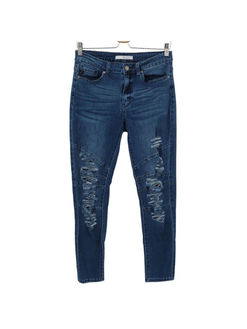 Kancan Women 29 Style KC6184M Blue Slashed Distressed Denim Moto Jeans Pants